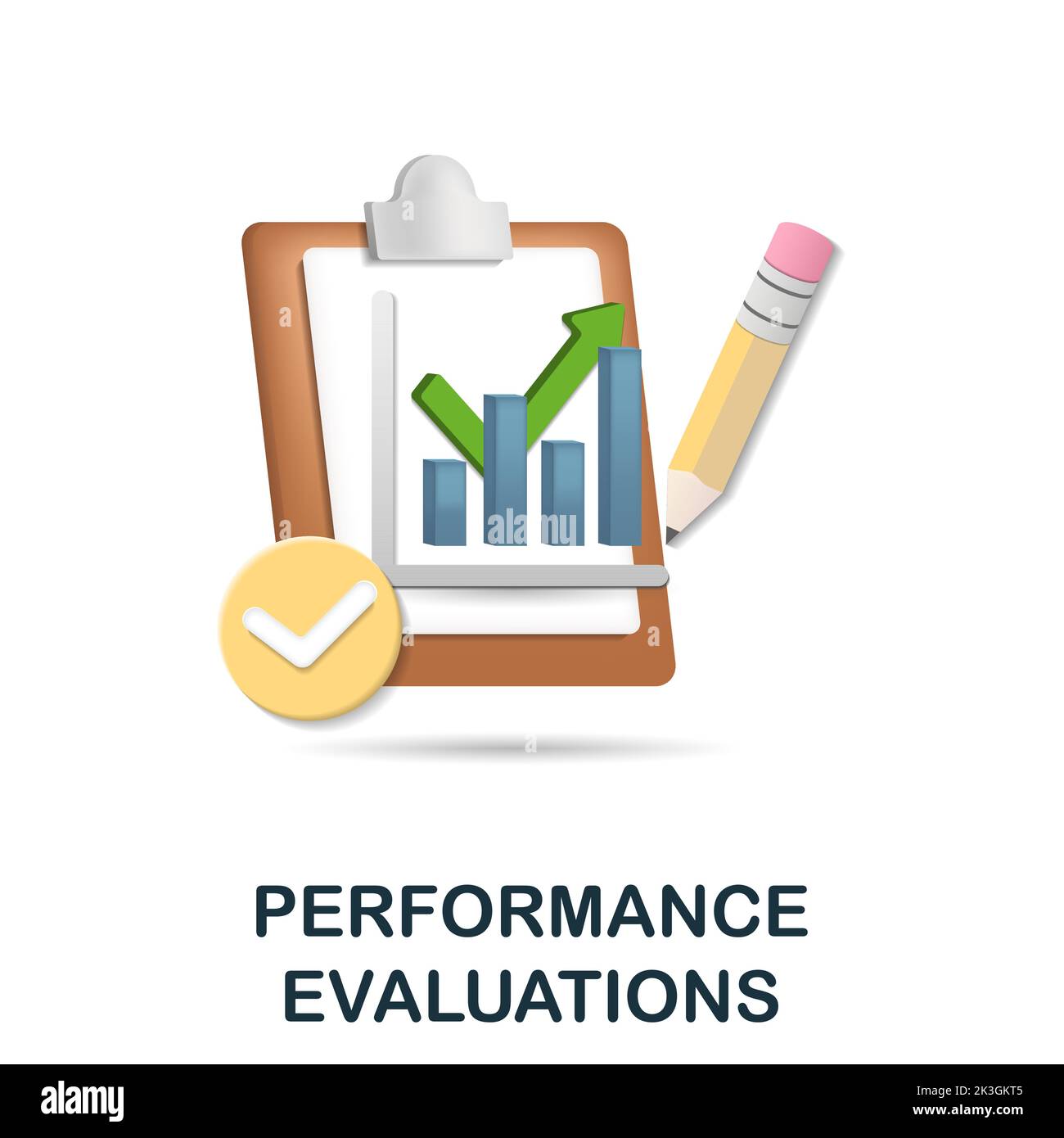 Icona valutazioni prestazioni. 3d illustrazione dalla collezione di sviluppo aziendale. Creative Performance Evaluations 3D icona per il web design Illustrazione Vettoriale