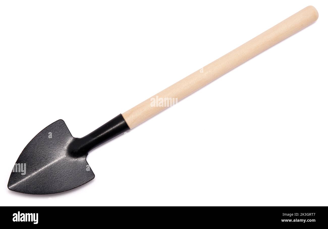 Mini attrezzi di giardinaggio per la casa isolato su uno sfondo bianco Foto Stock