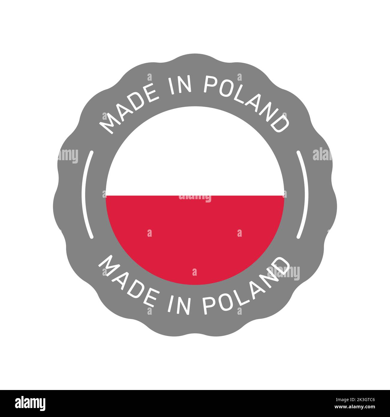 Badge vettoriale colorato Made in Poland. Etichetta adesiva con bandiera polacca. Illustrazione Vettoriale