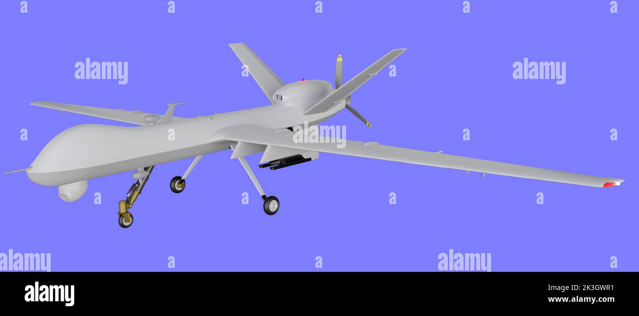 Rendering 3D del drone da combattimento, icona militare, concetto di veicolo aereo da combattimento senza equipaggio Foto Stock