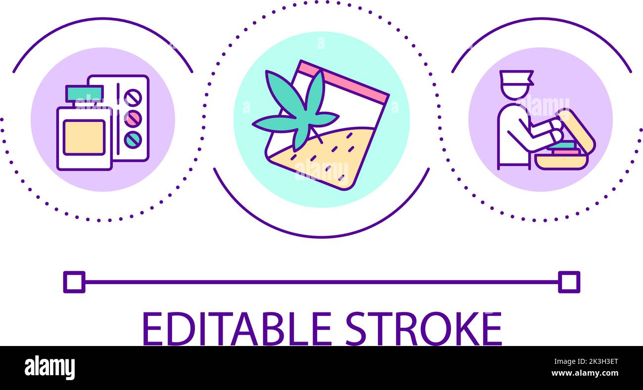 Icona del concetto di ciclo di prevenzione del contrabbando di droga Illustrazione Vettoriale