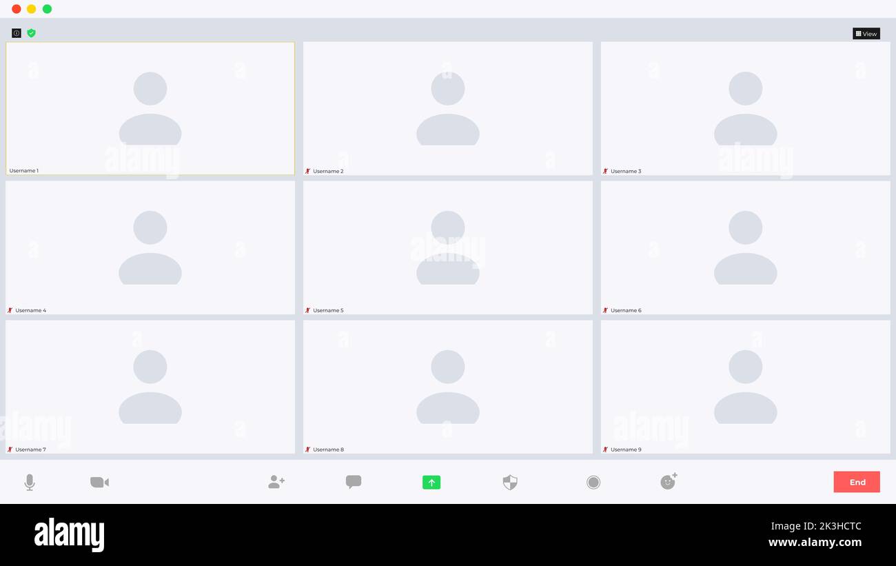 Interfaccia utente per videoconferenza, sovrapposizione finestra chiamate in videoconferenza Illustrazione Vettoriale