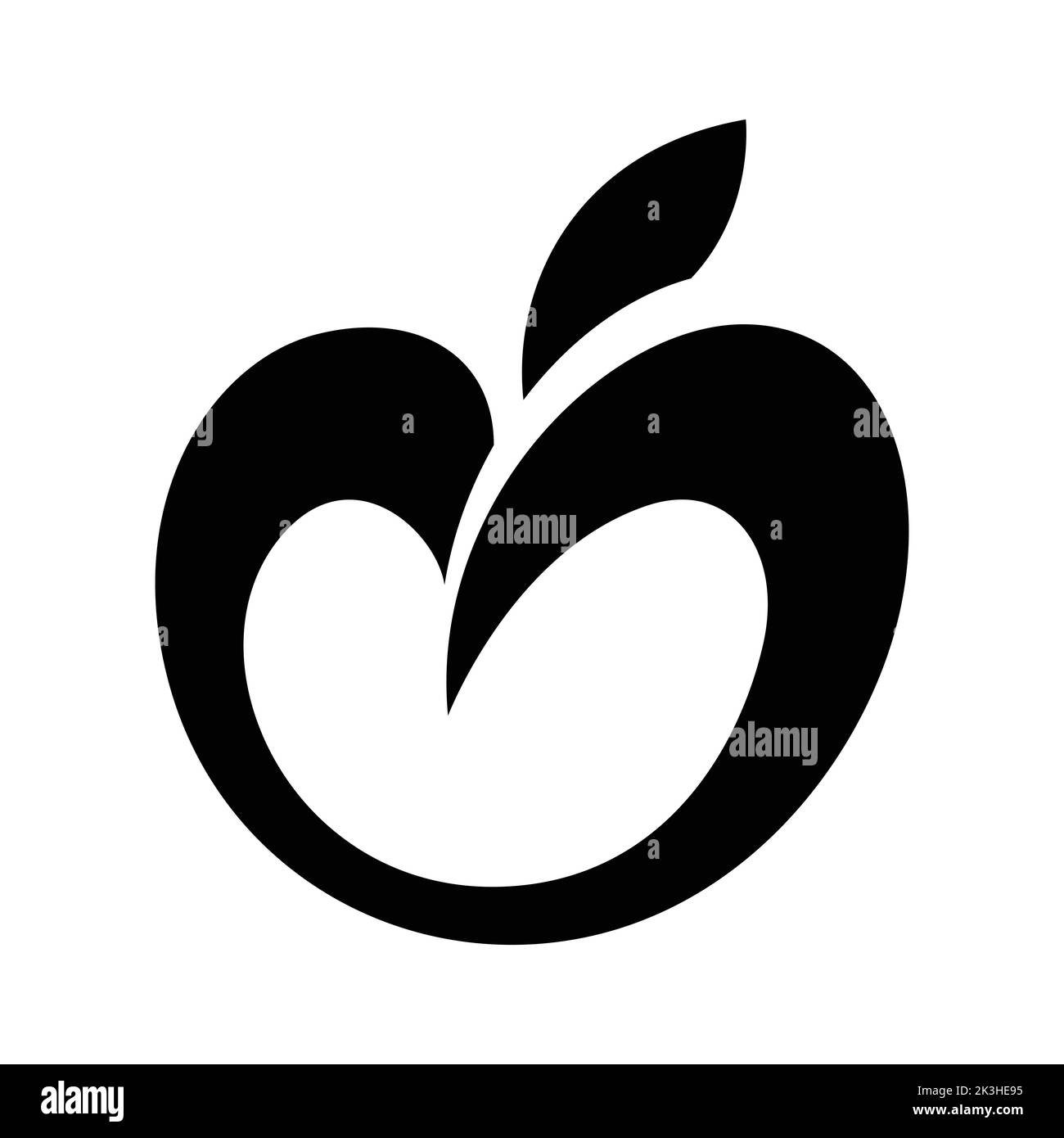 Icona di Apple astratta nera isolata su sfondo bianco Illustrazione Vettoriale