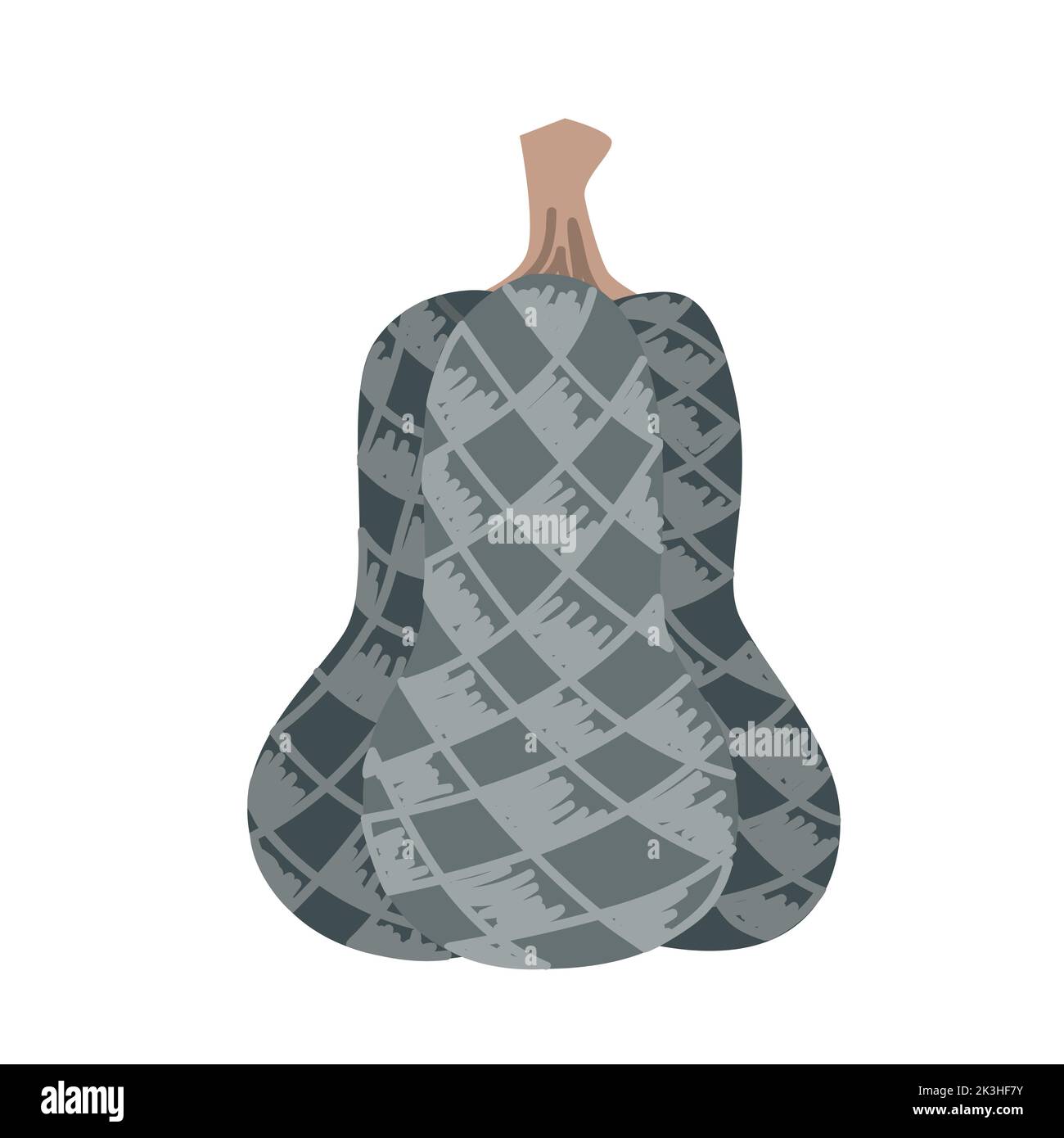 Carino zucca isolata con ornamento di doodle. Illustrazione del vettore piatto. Halloween o simbolo del giorno del Ringraziamento Illustrazione Vettoriale