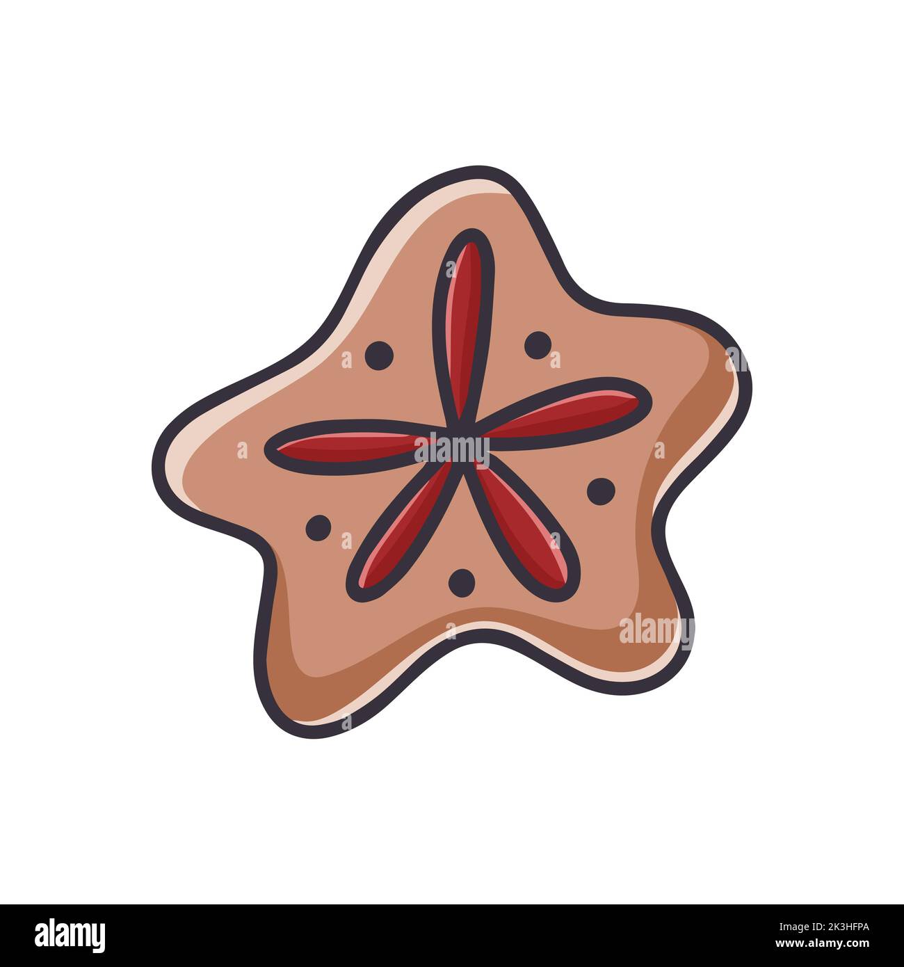 Natale cookie star cartoon clipart. Singola tradizionale festiva pasticceria fatta in casa isolato vettore illustrazione. Cracker decorato Illustrazione Vettoriale