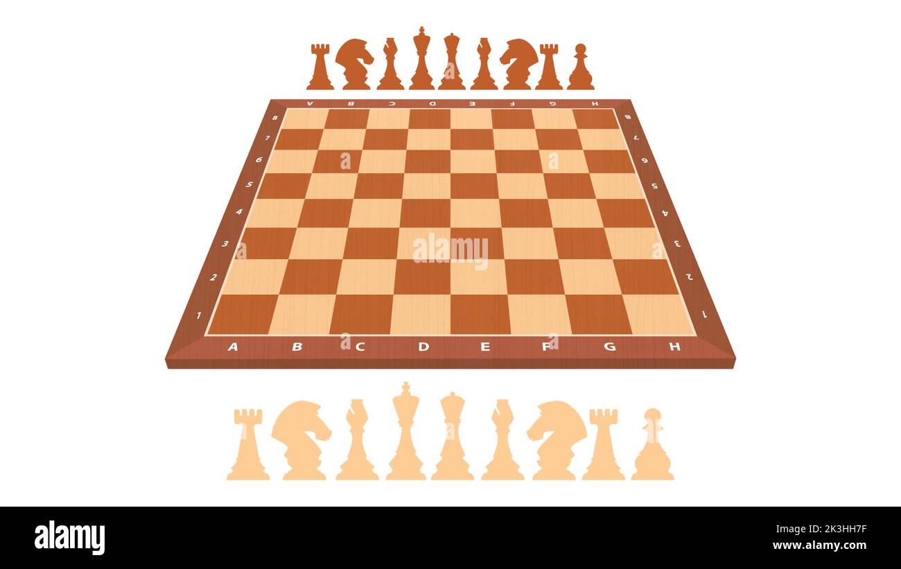 scacchiera in legno isolata su sfondo bianco, illustrazione vettoriale Illustrazione Vettoriale