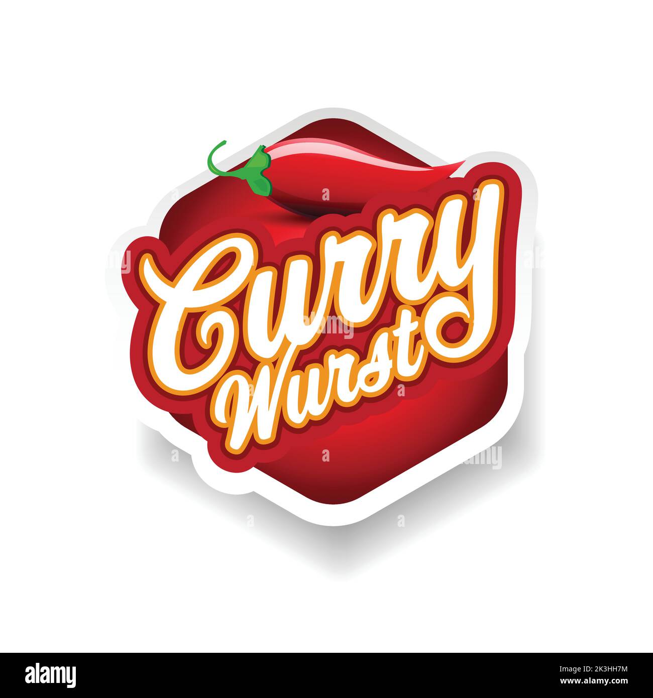 Cartello con scritto curry Wurst german food Illustrazione Vettoriale