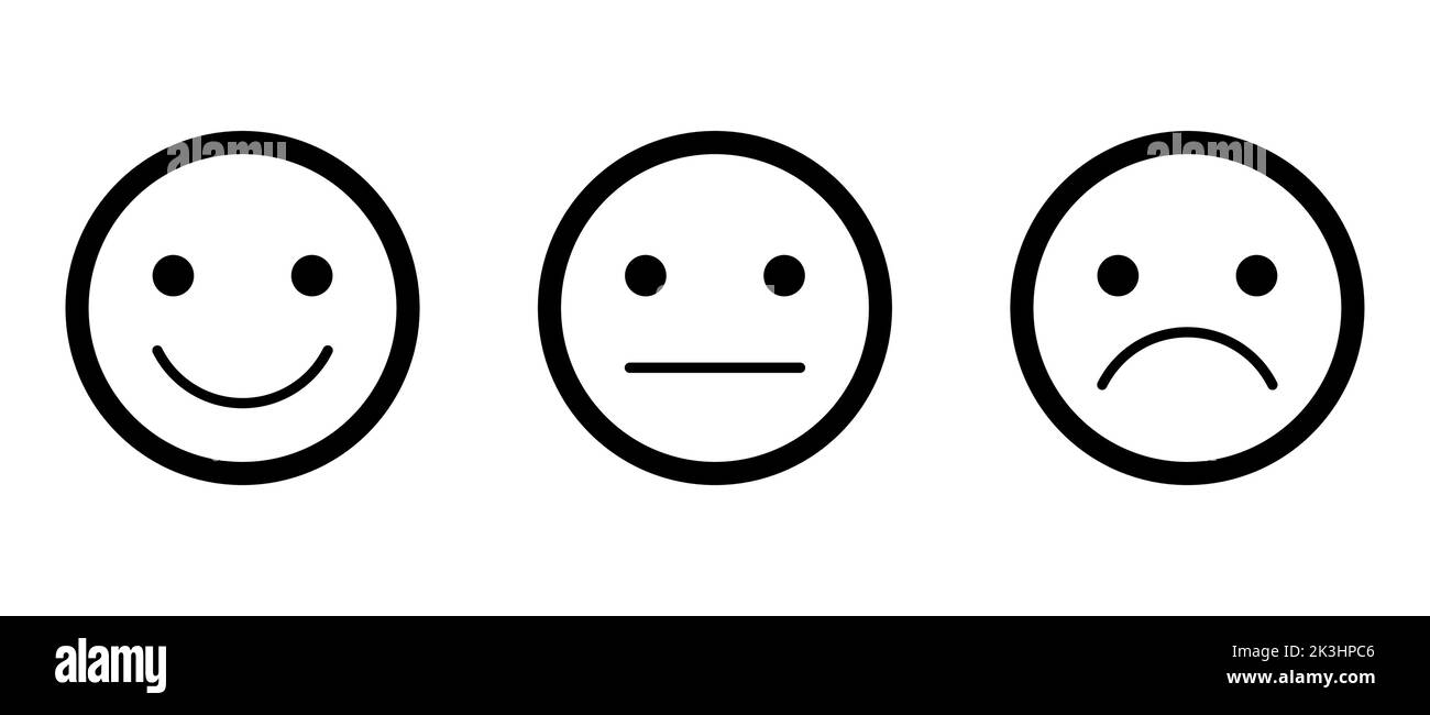 Set di emoticon. Felice, sorriso, triste, infelice volti pittogramma. Illustrazione del vettore di linea Illustrazione Vettoriale