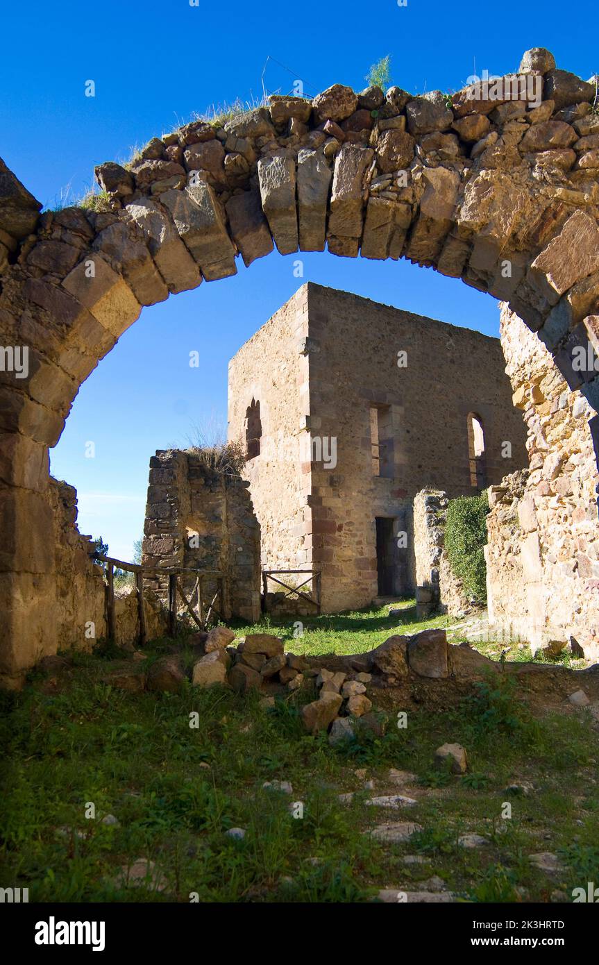 Parco Aymerich, il Castello Medioevale, Laconi, Provincia di Oristano, Sardegna, Italia Foto Stock