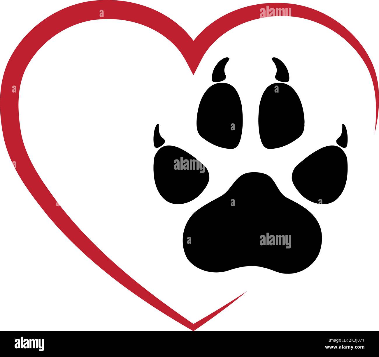 Cuore e zampa, cani, cuore per cani, vet logo Illustrazione Vettoriale