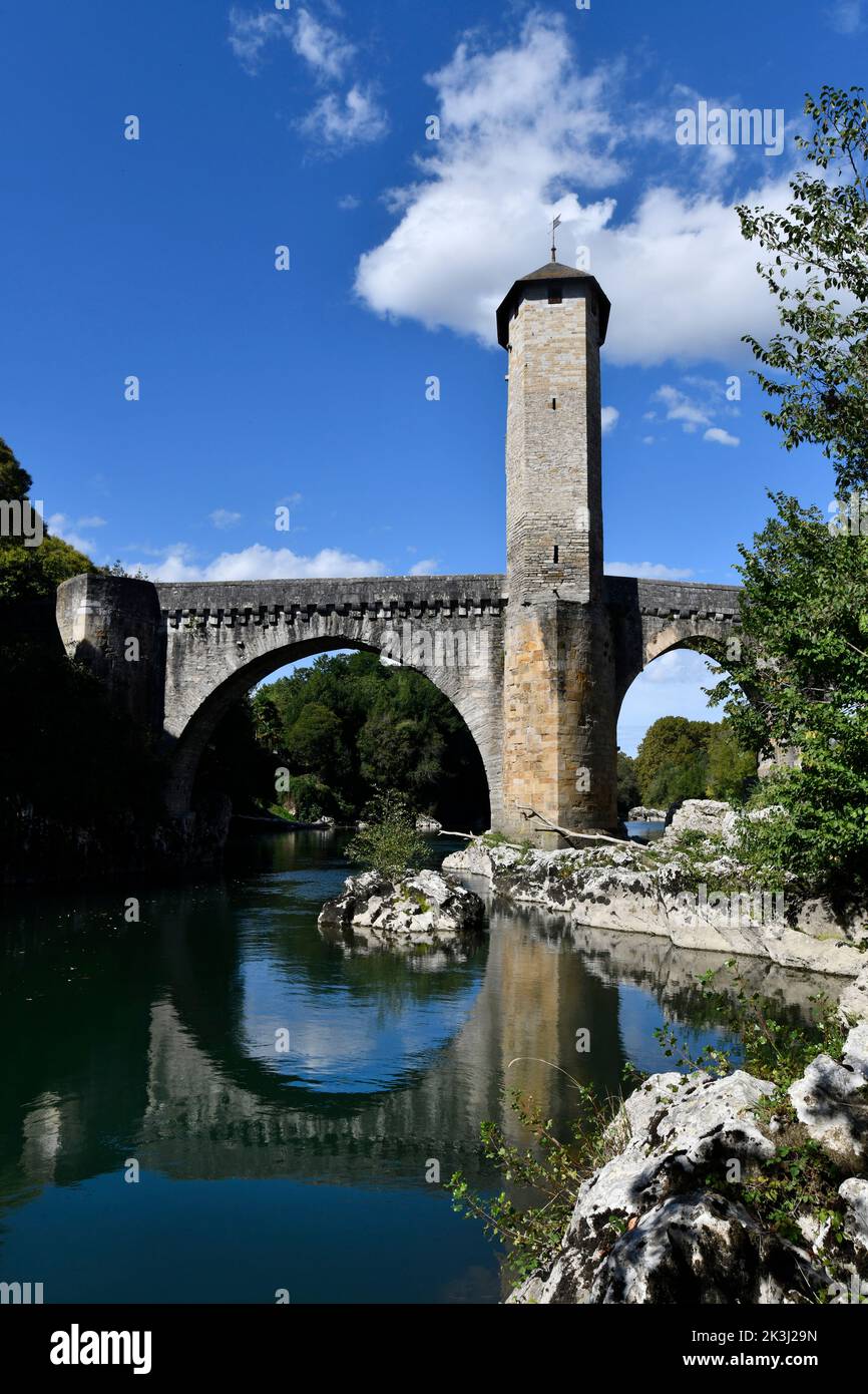 Il vecchio ponte romano Orthez, Francia Foto Stock