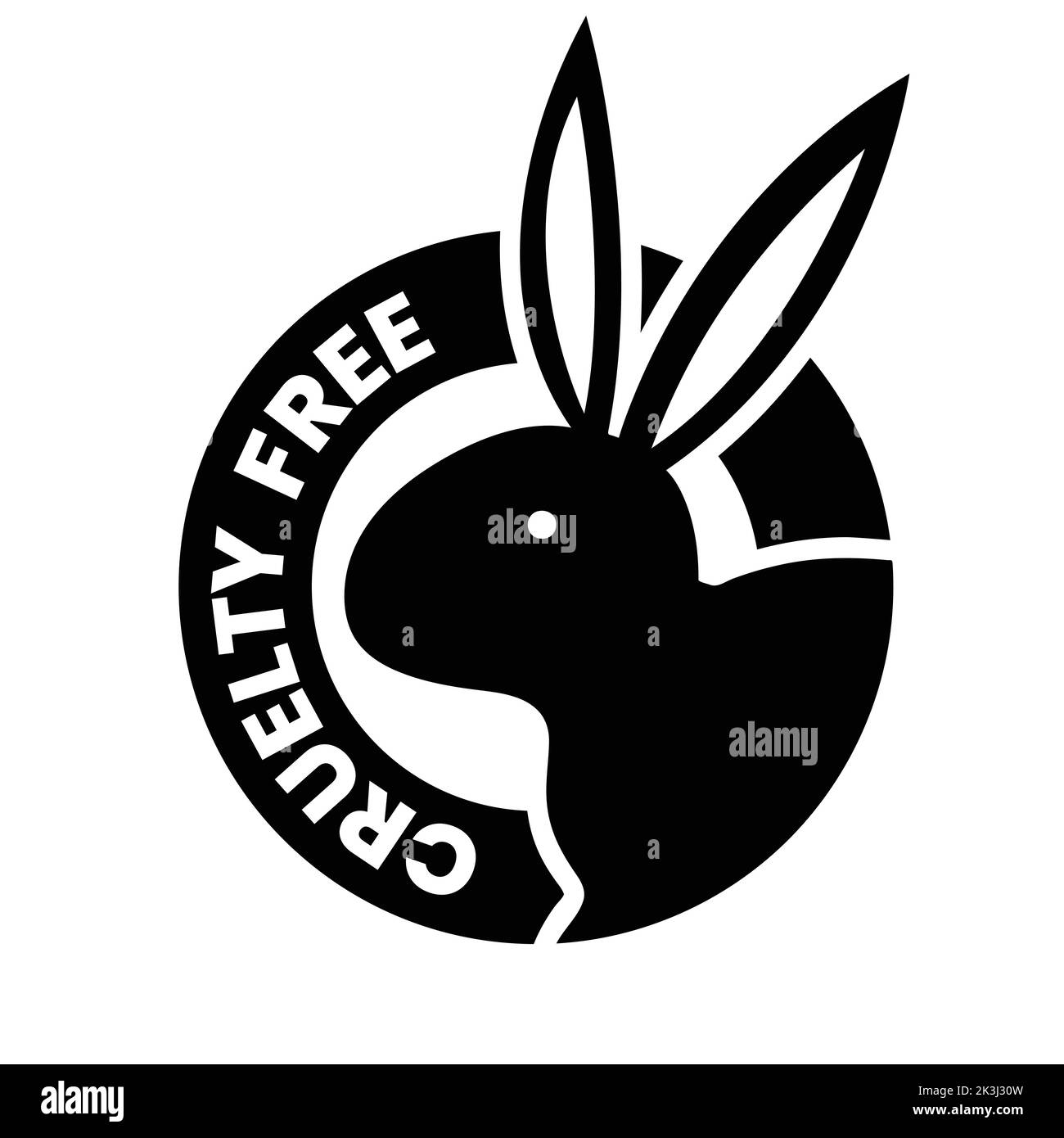 Distintivo nero crudeltà libera isolato su uno sfondo bianco Illustrazione Vettoriale