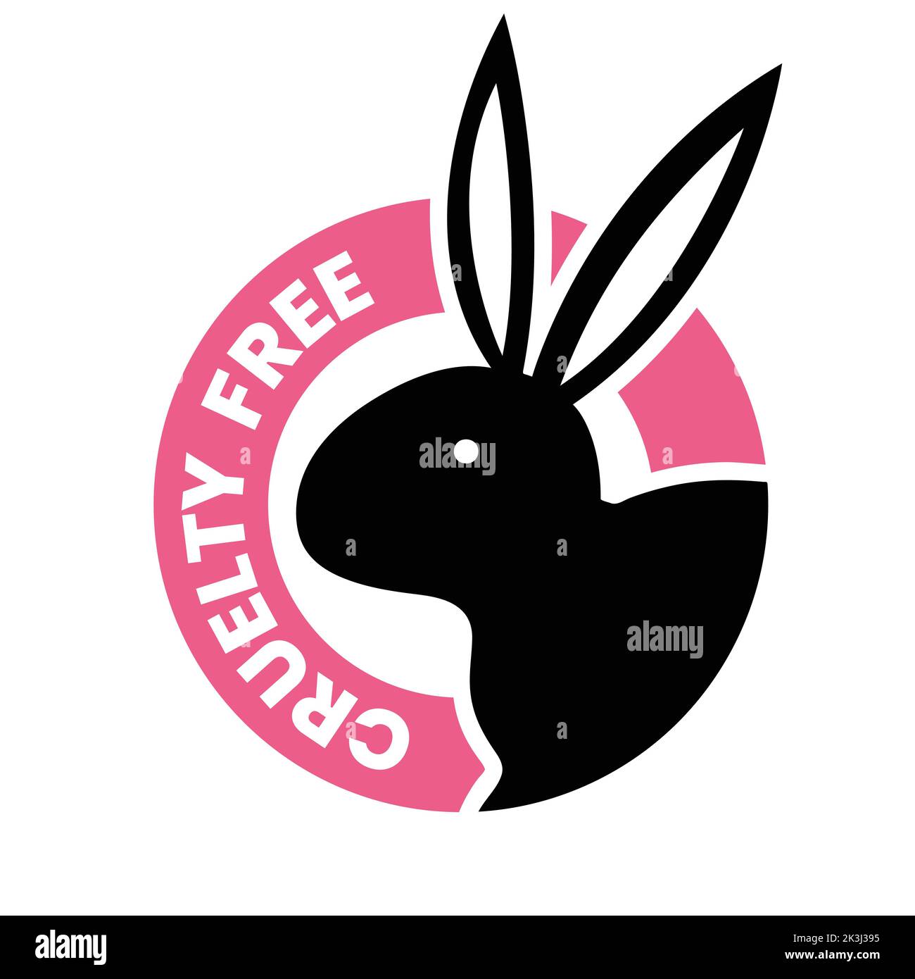 Badge nero e rosa crudeltà senza isolamento su sfondo bianco Illustrazione Vettoriale