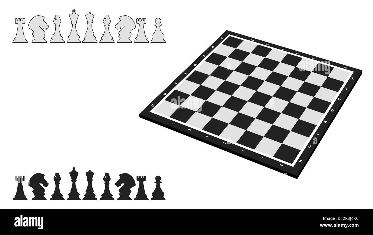 scacchiera in legno isolata su sfondo bianco, illustrazione vettoriale Illustrazione Vettoriale