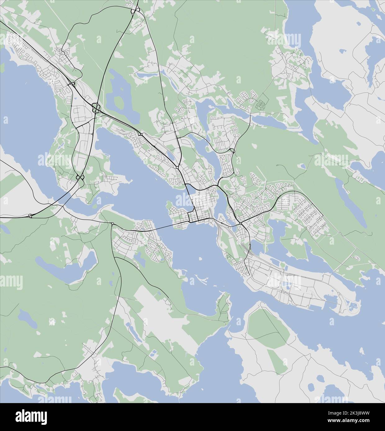 Mappa vettoriale della città di Luleå, Svezia Illustrazione Vettoriale