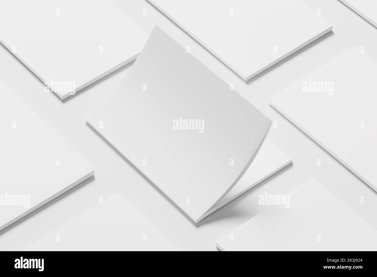 A4 A5 Brochure della rivista 3D rendering bianco Mockup Foto Stock