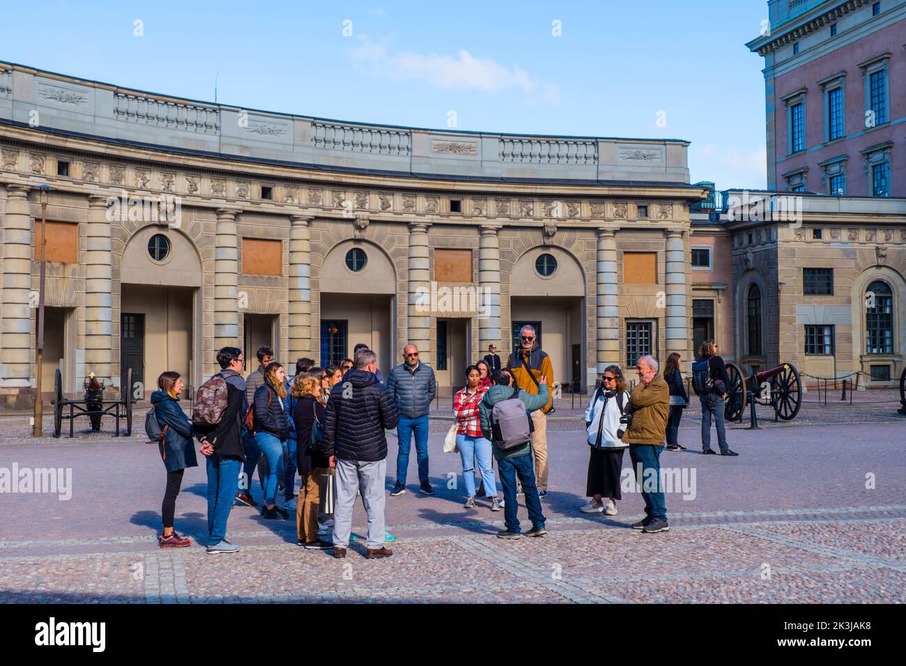 Tour guidato di gruppo, a Kungliga slottet, palazzo reale, Stoccolma, Svezia Foto Stock