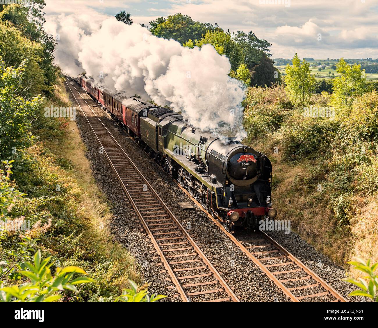 35018 British India Line locomotiva a vapore conservata sulla linea Settle & Carlisle in direzione Settle come Pendle Dalesman..... 27/9/22. Foto Stock