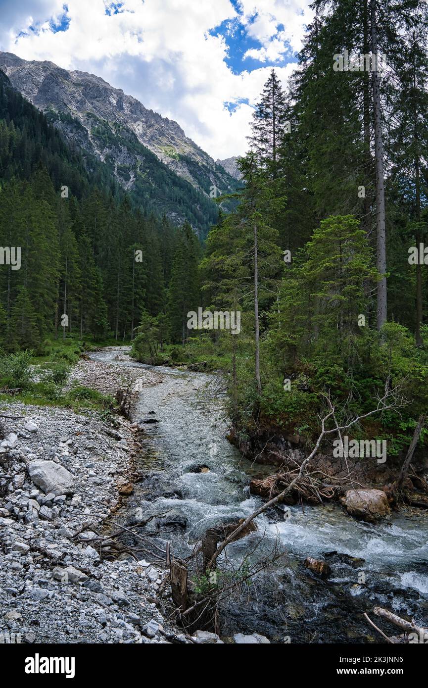 Un fiume in montagna a Radstatter Tauern nella valle di Kleinarl Foto Stock