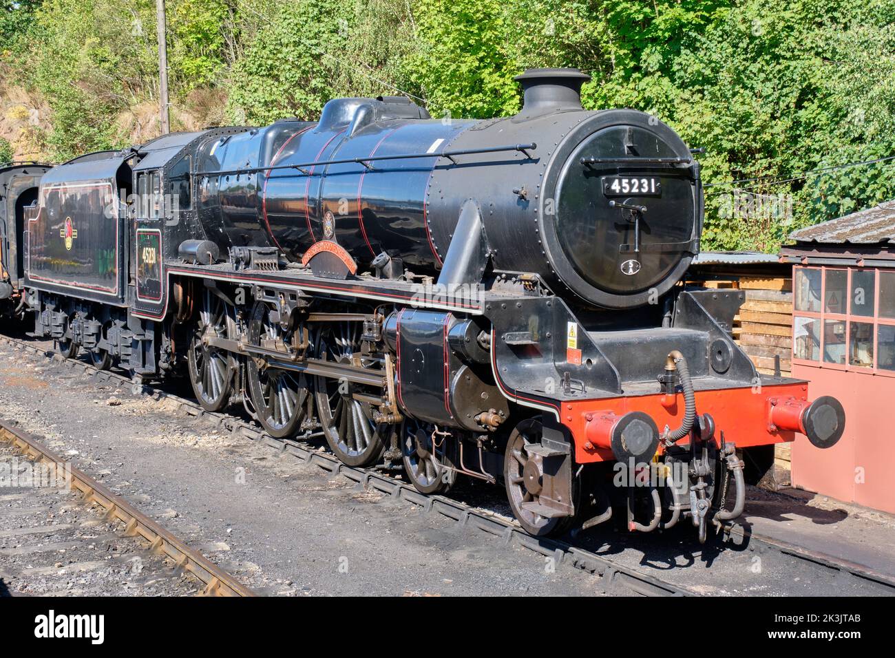 Il motore a vapore di Sherwood Forester alla stazione di Bewdley sulla ferrovia di Severn Valley, Bewdley, Worcestershire Foto Stock
