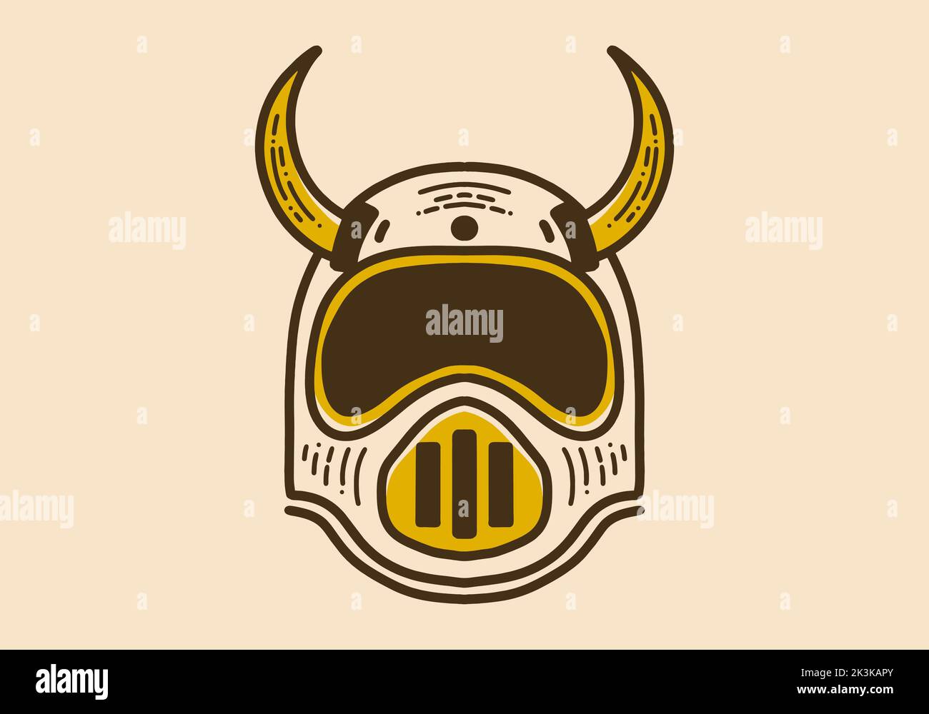 casco con corna sul top design d'arte retrò vintage Illustrazione Vettoriale