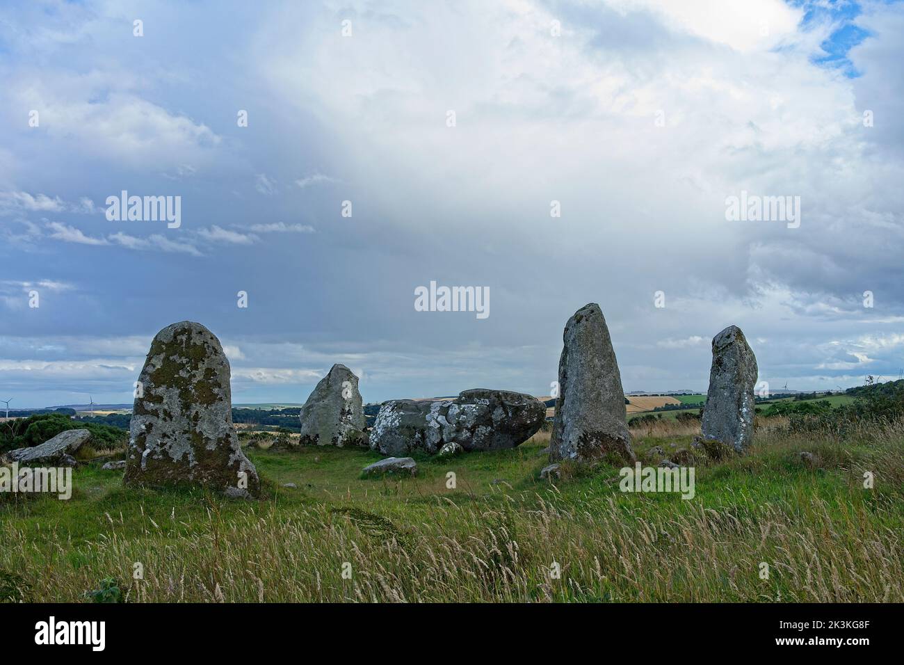 Aikey Brae recumbent cerchio di pietra vicino al villaggio di Old Deer Aberdeenshire Scozia Foto Stock