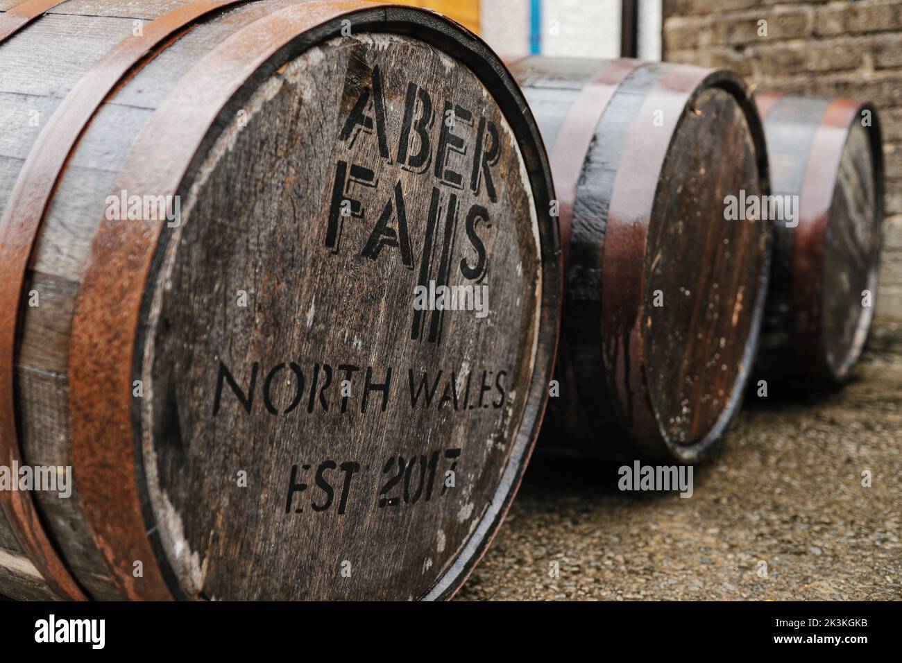 Aber Falls Whisky, Aber Falls Visitor Centre, Galles, Regno Unito Foto Stock