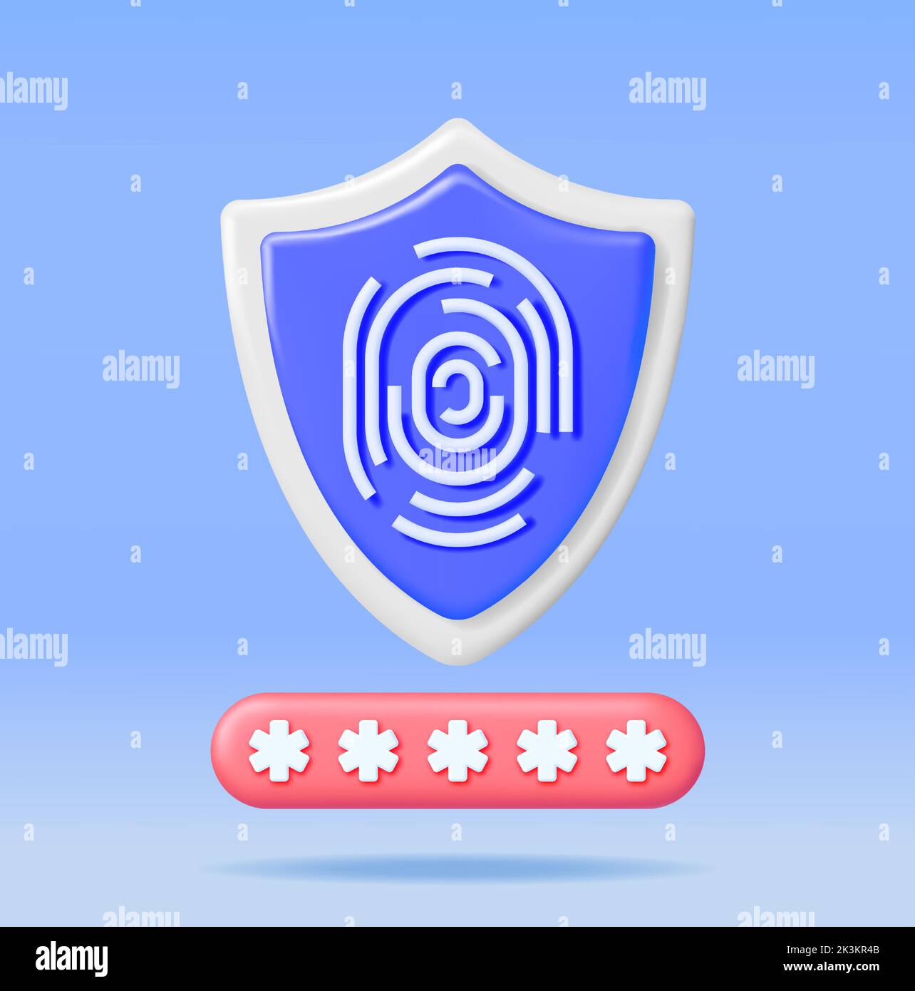 3D campo Password bloccata e impronta digitale nello schermo Illustrazione Vettoriale