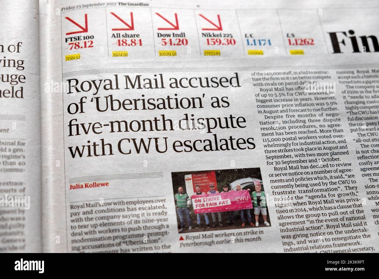 "Royal Mail accusato di 'Uberisation' come una controversia di cinque mesi con le escalation CWU" Foto Stock