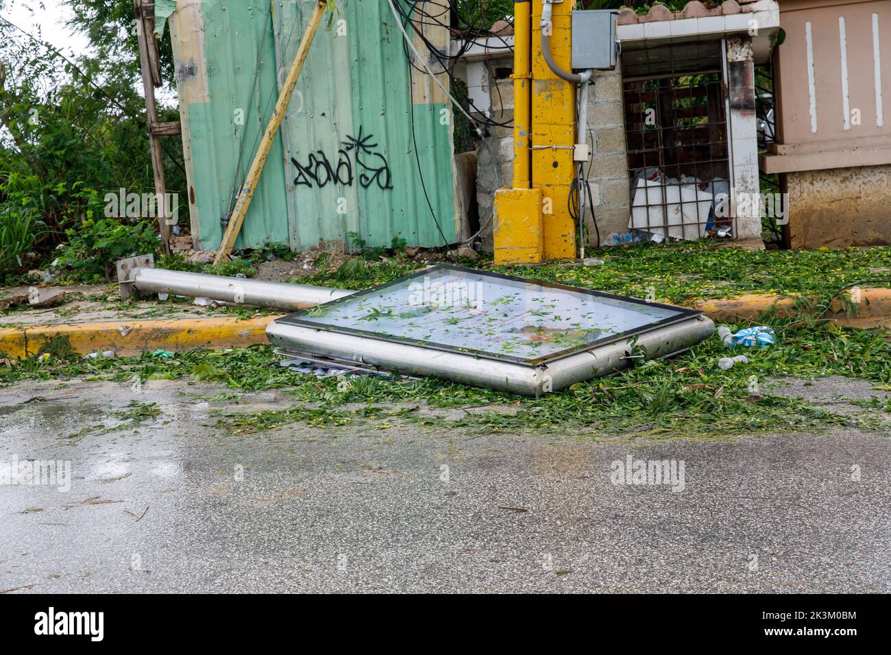 2022.09.19 Repubblica Dominicana Punta Cana. Bavaro. Conseguenze dell'uragano Fiona. Foto Stock