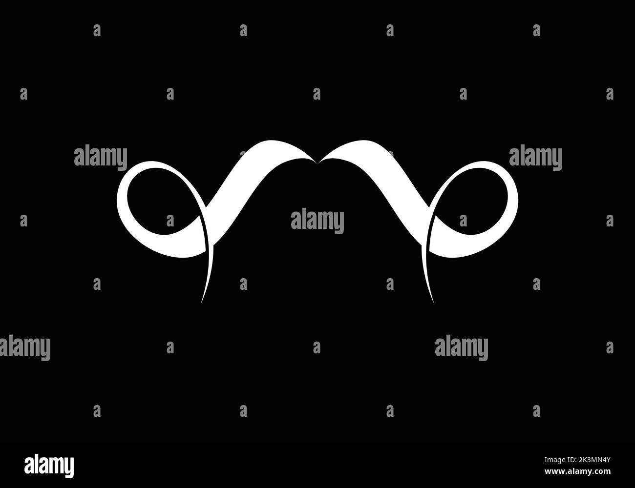 Mustache riccio Moustache Clipart Logo M lettera Logo Design Template Illustrazione Vettoriale