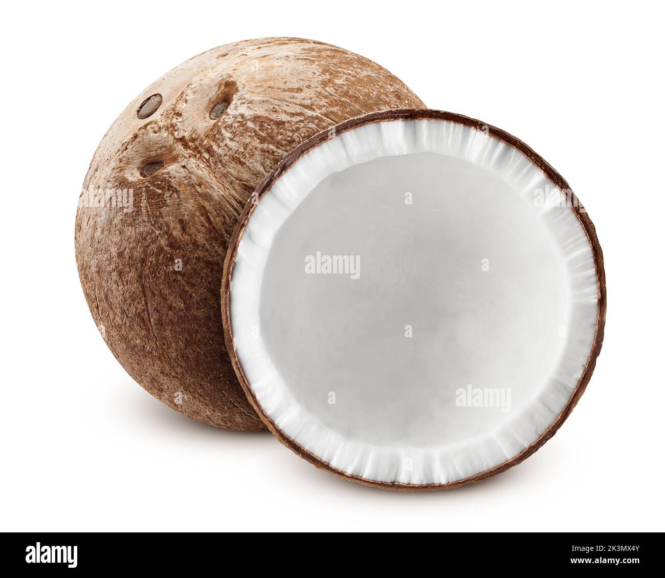 Noce di cocco, isolati su sfondo bianco, tutta la profondità di campo Foto Stock