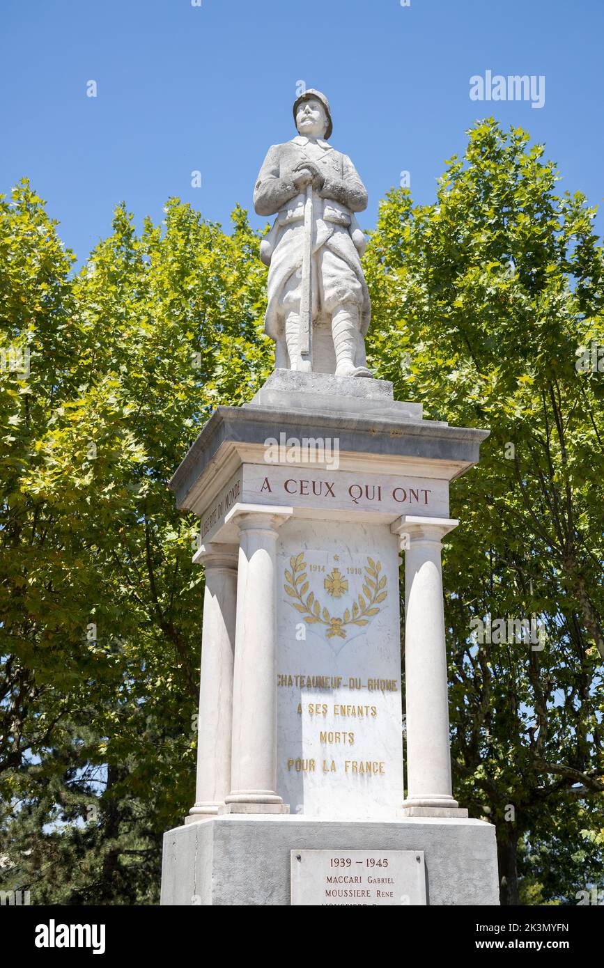 Primo memoriale della guerra mondiale a Chateauneuf-du-Rhone, Francia Foto Stock