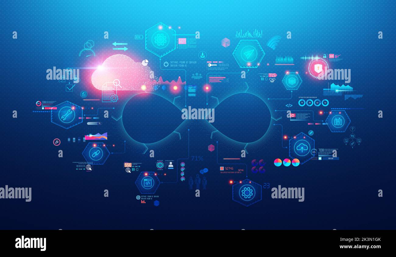 Platform Engineering and Platform as a Service Concept - applicazione dei nuovi principi di Software Engineering per accelerare la consegna del software - Illustrazione Foto Stock