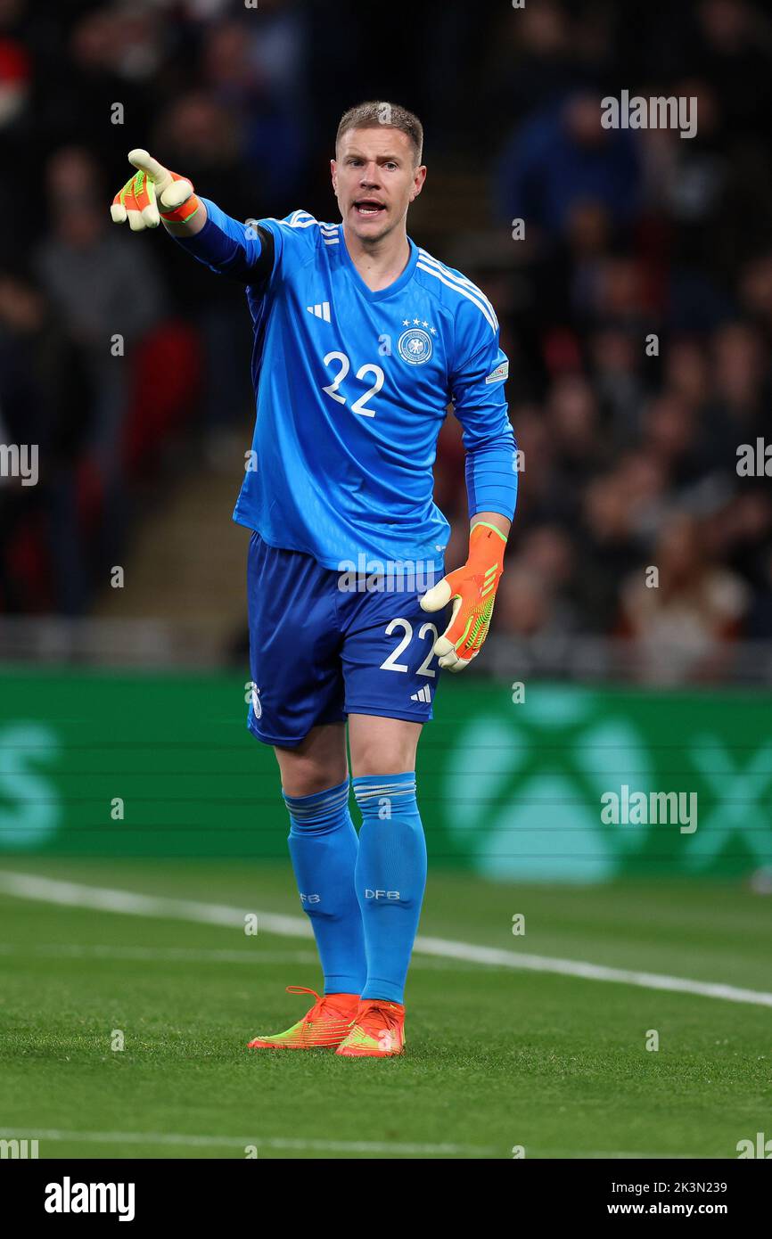Londra, Regno Unito. 26th Set, 2022. Marc-Andre ter Stegen, il portiere della Germania, guarda avanti. Inghilterra / Germania, UEFA Nations League International Group C match al Wembley Stadium di Londra lunedì 26th settembre 2022. Solo per uso editoriale. pic di Andrew Orchard/Andrew Orchard SPORTS photography/Alamy Live News Credit: Andrew Orchard SPORTS photography/Alamy Live News Foto Stock