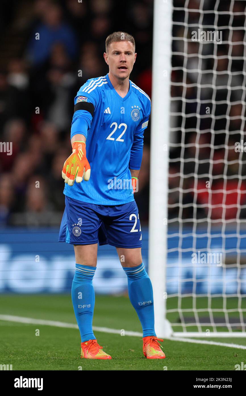Londra, Regno Unito. 26th Set, 2022. Marc-Andre ter Stegen, il portiere della Germania, guarda avanti. Inghilterra / Germania, UEFA Nations League International Group C match al Wembley Stadium di Londra lunedì 26th settembre 2022. Solo per uso editoriale. pic di Andrew Orchard/Andrew Orchard SPORTS photography/Alamy Live News Credit: Andrew Orchard SPORTS photography/Alamy Live News Foto Stock