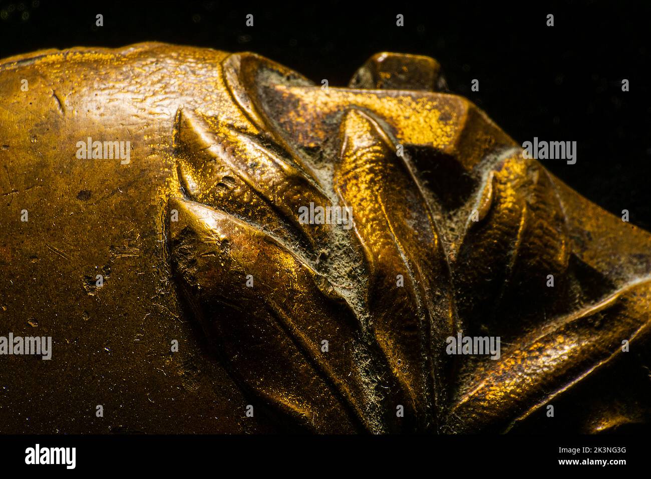 Macro fotografia di bronzo antica arte decorativa Arte fatta a mano Pezzi d'antiquariato. Foto Stock