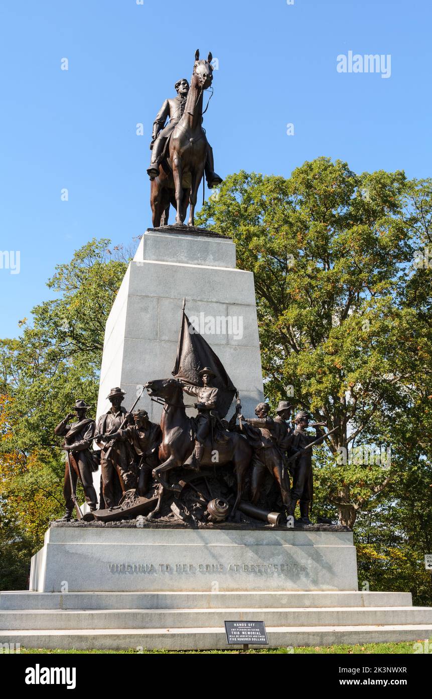 I campi di battaglia e i memoriali del Parco militare Nazionale di Gettysburg nel Maryland, USA Foto Stock