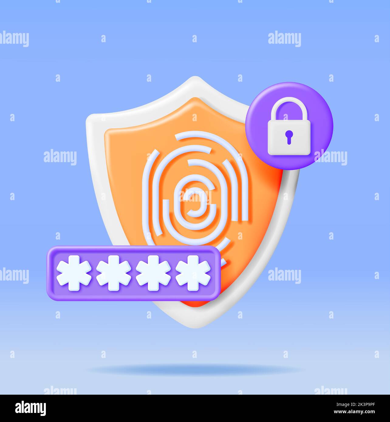 3D campo Password bloccata e impronta digitale nello schermo Illustrazione Vettoriale