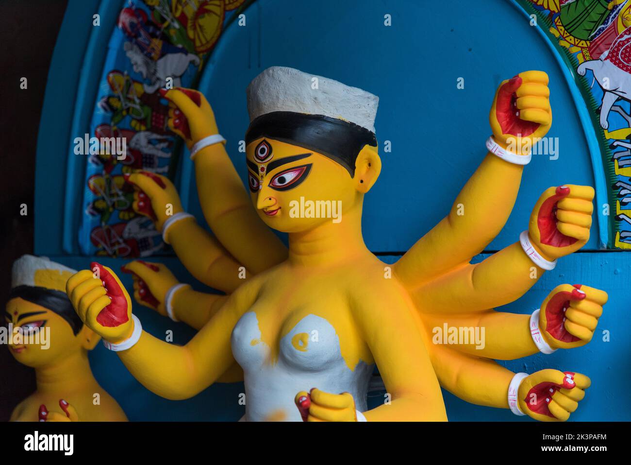 Facciata splendidamente decorata della Dea Indù Durga. Foto Stock