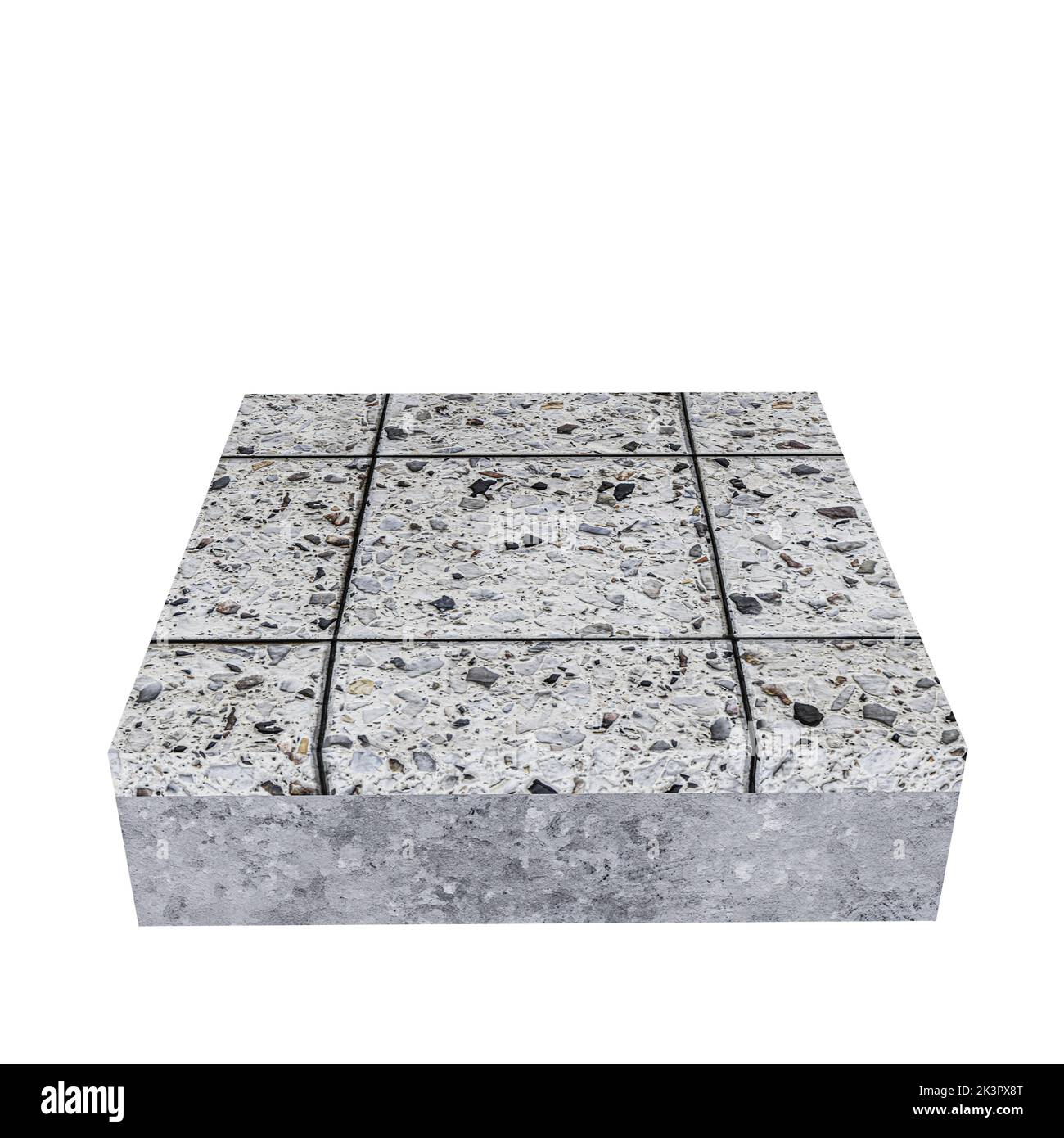 pietra di pavimentazione isolata su sfondo bianco 3d illustrazione Foto Stock