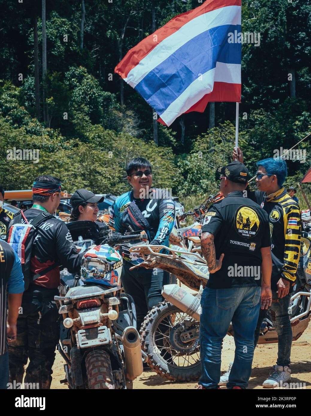 Pahang, Malesia - 24 settembre 2022 motociclista dalla Thailandia al Rimba RAID evento National Park. Foto Stock