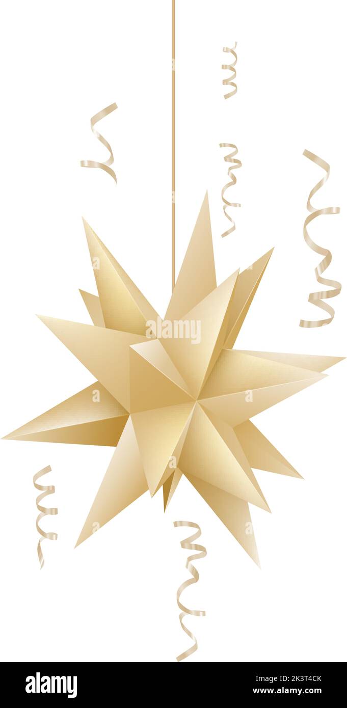 Albero di Natale Oro Stella ornamento Bauble Illustrazione Vettoriale