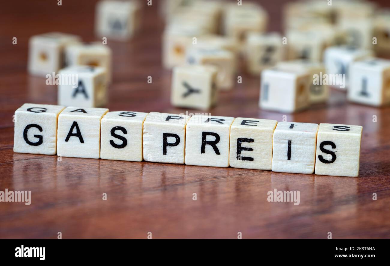 La parola prezzo del gas in tedesco Foto Stock