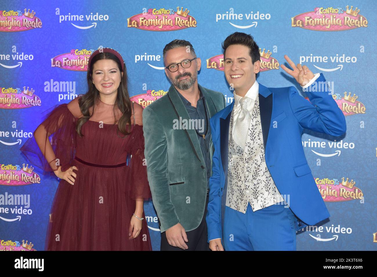 Roma, Italia. 26th Set, 2022. Lui e Sofi, Luigi Calagna e Gianluca Leuzzi, Sofia Scalia durante l'anteprima della serie Amazon prime Video. Me contro te - la Famiglia reale. Roma (Italia) 26 Settembre 2022 Credit: dpa/Alamy Live News Foto Stock