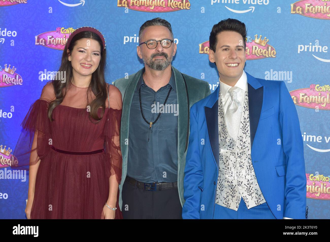 Roma, Italia. 26th Set, 2022. Lui e Sofi, Luigi Calagna e Gianluca Leuzzi, Sofia Scalia durante l'anteprima della serie Amazon prime Video. Me contro te - la Famiglia reale. Roma (Italia) 26 Settembre 2022 Credit: dpa/Alamy Live News Foto Stock