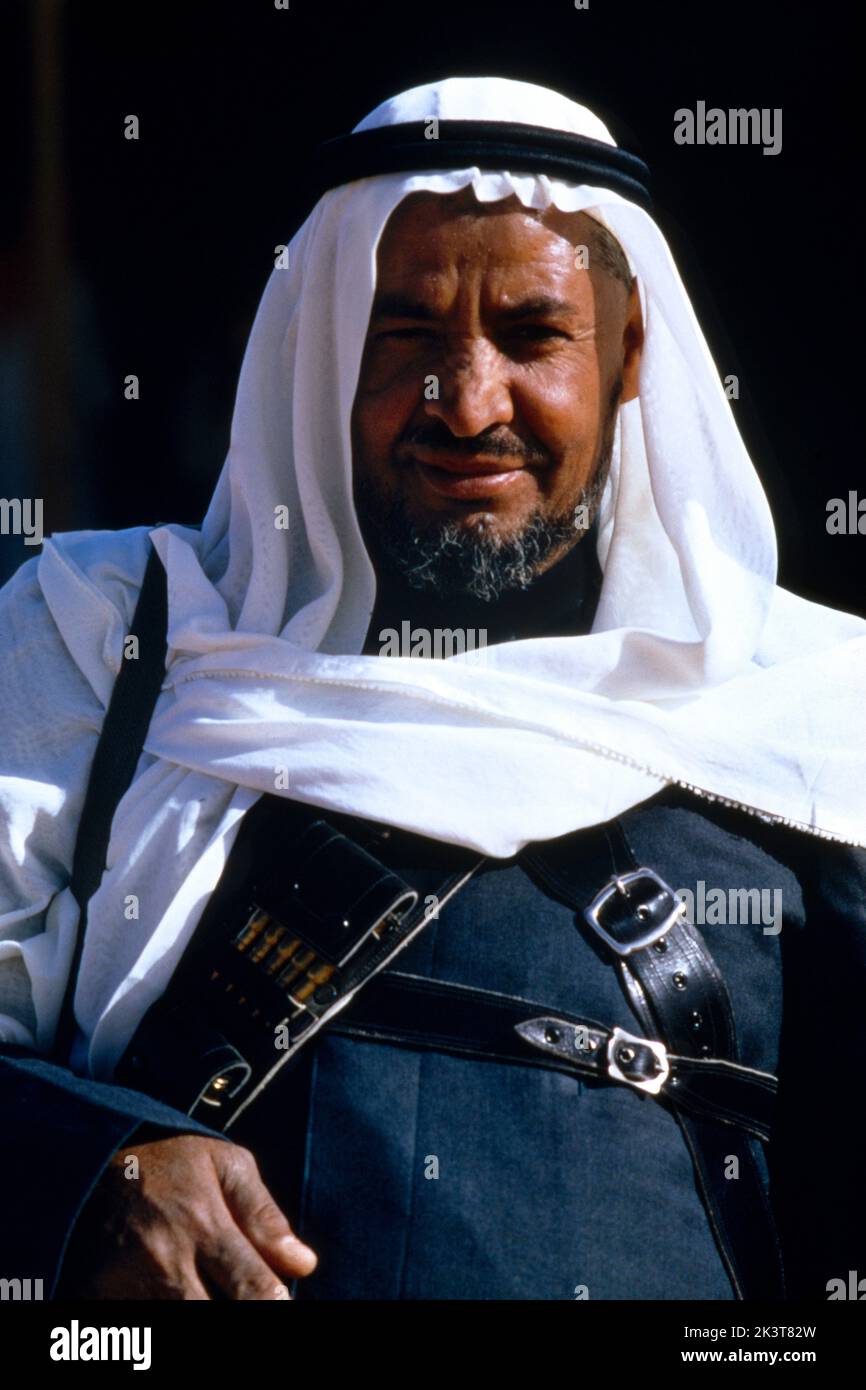 Arabia Saudita Ritratto della Guardia del Re con Ghutra e Igal Foto Stock