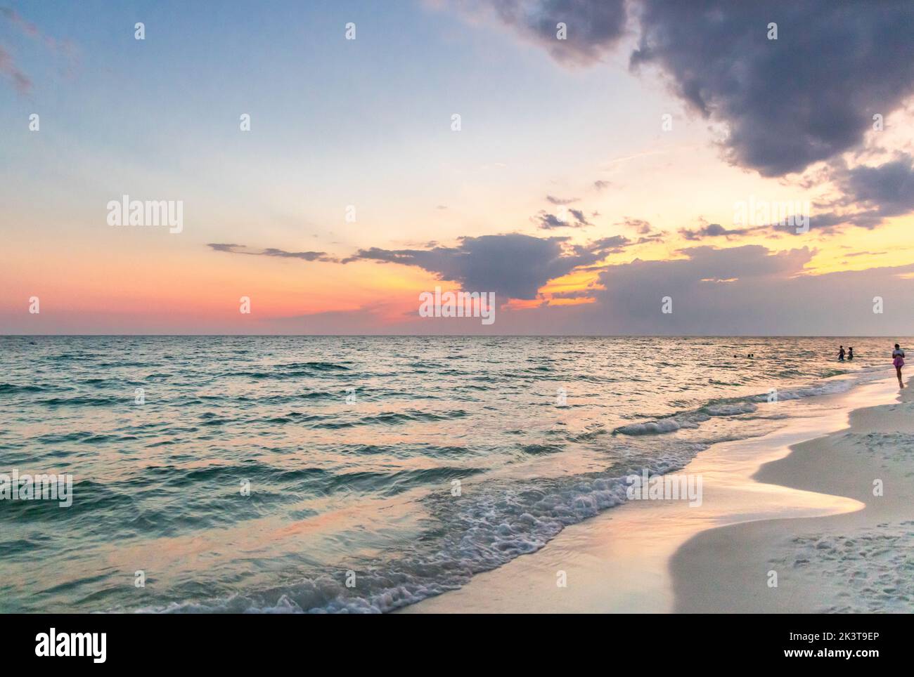 Tramonto a Santa Rosa Beach, Florida Foto Stock