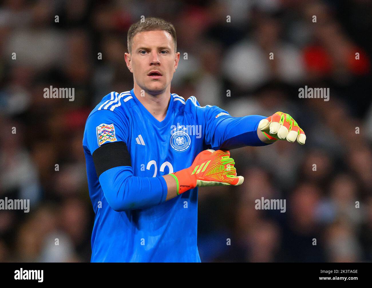26 set 2022 - Inghilterra / Germania - UEFA Nations League - Lega A - Gruppo 3 - Stadio di Wembley Marc-André ter Stegen in Germania durante la partita della UEFA Nations League contro l'Inghilterra. Foto : Mark Pain / Alamy Live News Foto Stock