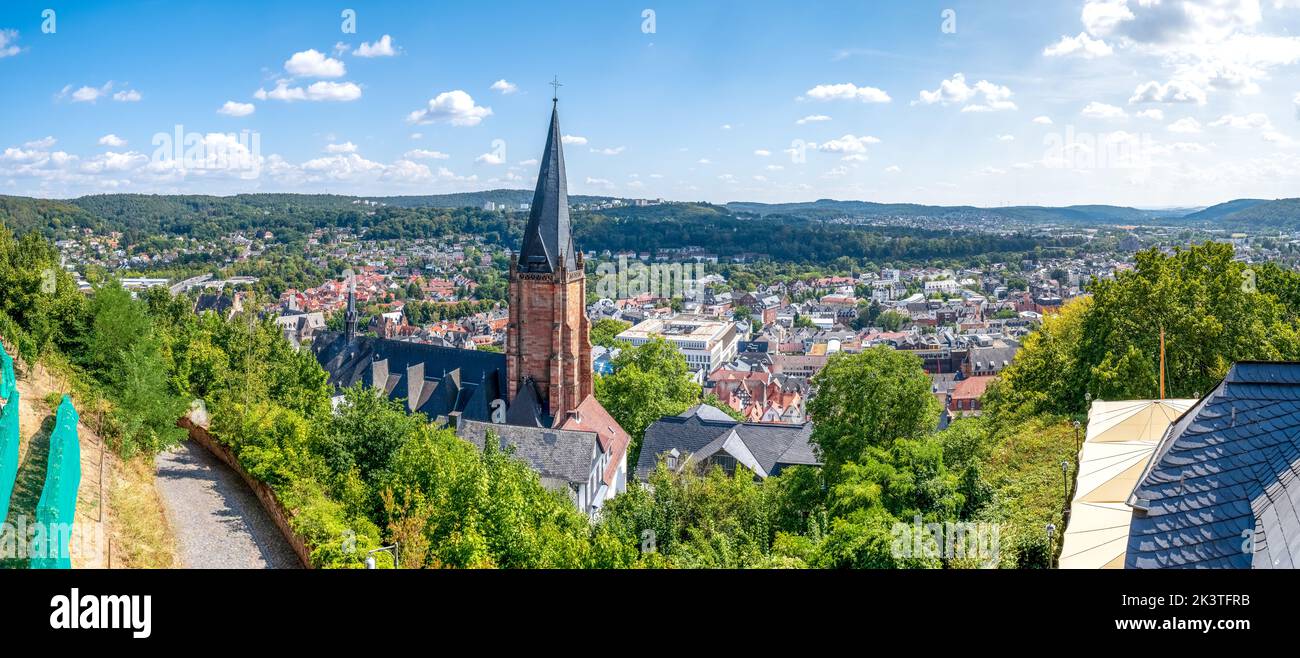 Vista su Marburg an der Lahn, Hessen, Germania Foto Stock